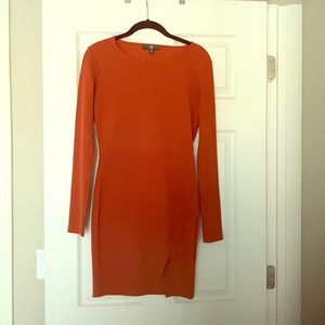 Missguided Orange Round Neck Wrap Split Hem Dress